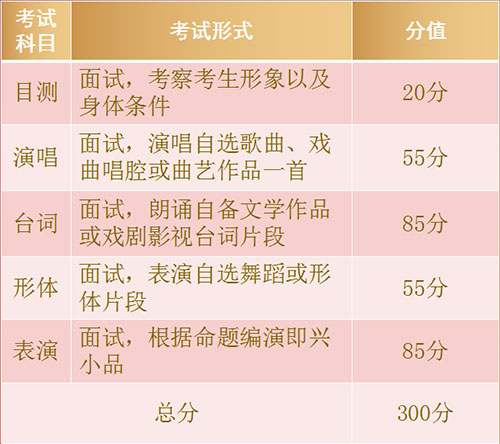 影視表演專業藝考科目 影視表演專業藝考科目
